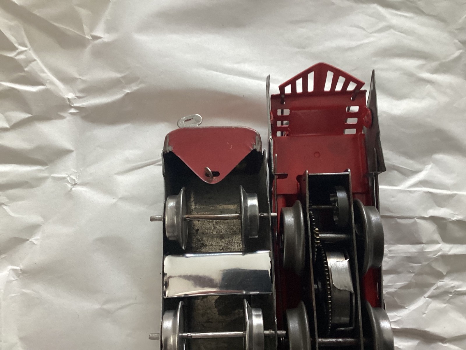 Postwar Red & Chrome Hafner Steam Engine & Tender from 1940s -1950s