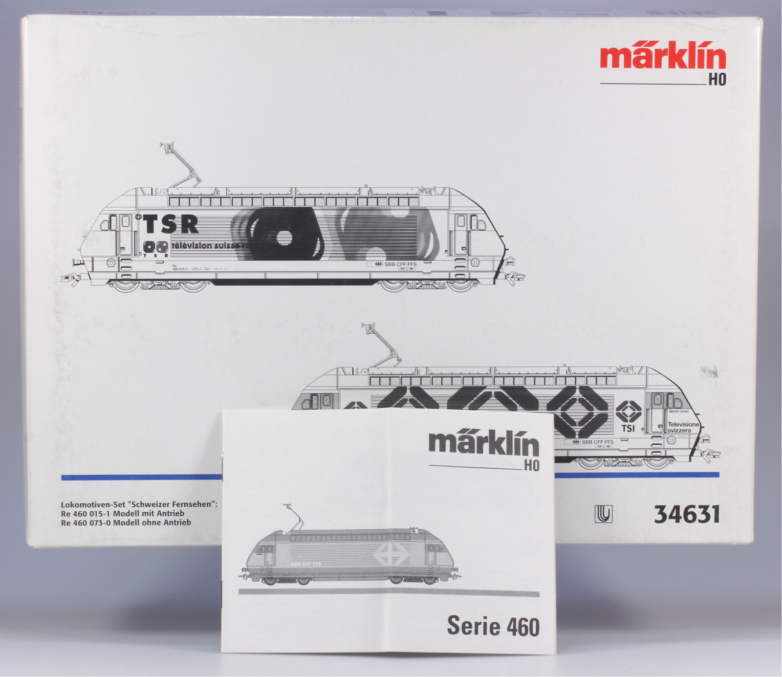 Märklin HO #34631 Swiss Re460 Television Electric Locomotive Set, N/BX 1998 only