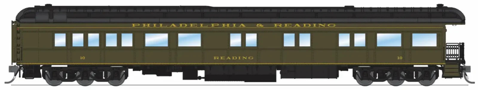 Broadway Limited #9731 HO SCALE Philadelphia & Reading #10, Pullman Green~NEW