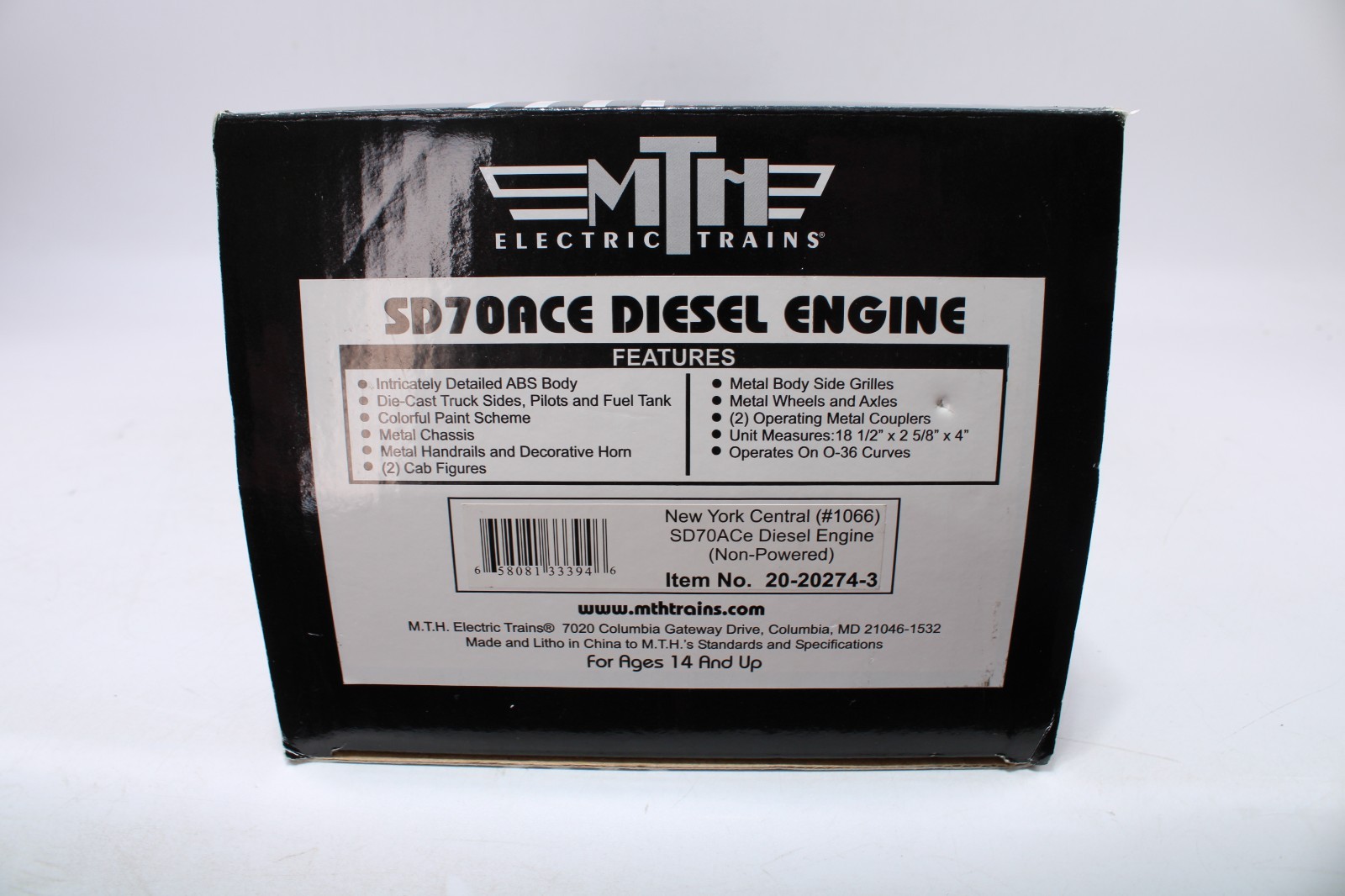 MTH 20-20274-3 O Gauge SD70ACe Diesel Engine New York Central #1066 Non-Powered