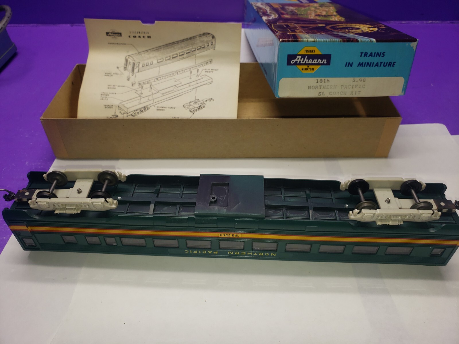 N P RAILWAY EXPRESS COACH CAR 3150 Athearn HO Scale Northern Pacific With Box