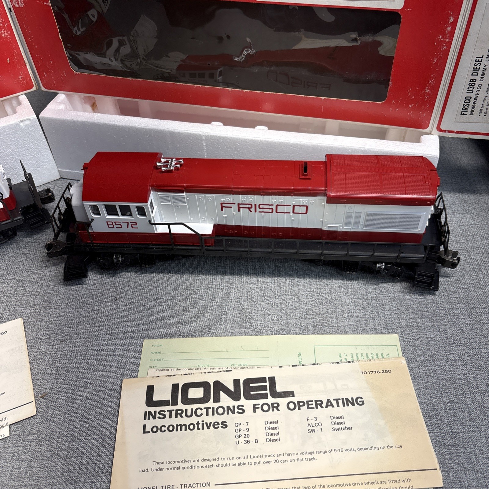 Lionel Trains Frisco U36B Diesel Engine Pair Item #6-8571 Powered & 6-8572 Dummy