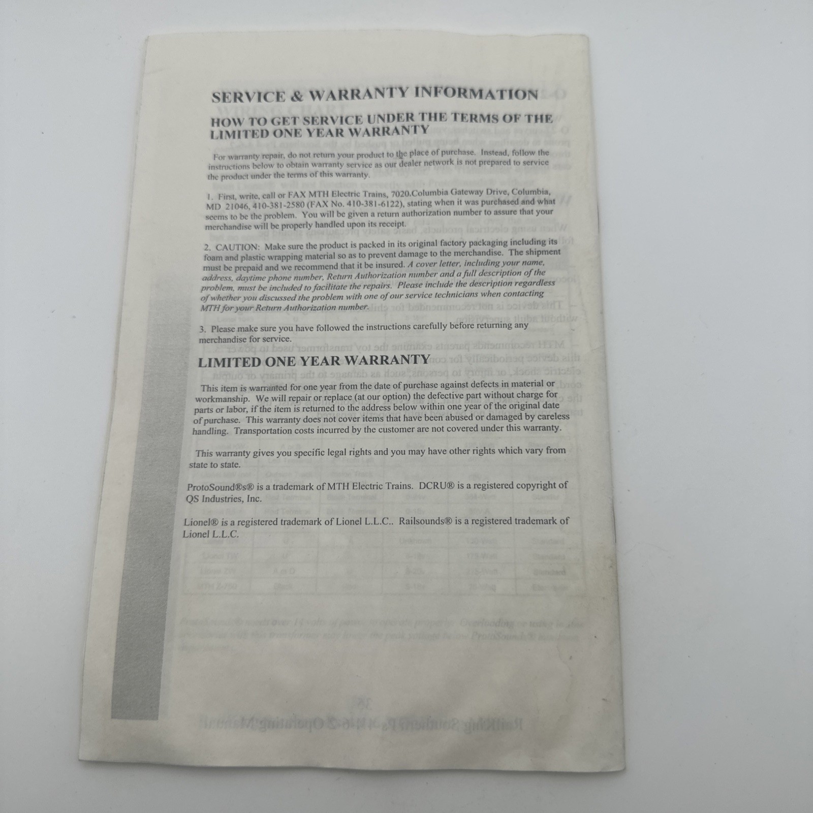 MTH Rail King Southern PS-4 4-6-2 Steam Engine Operating Instructions Manual