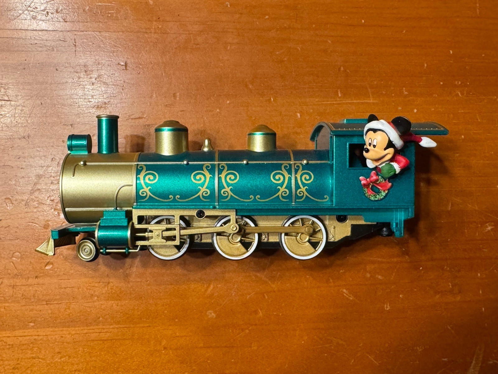 Hawthorne Village Disney Train Mickey Mouse Locomotive Green Holiday Express