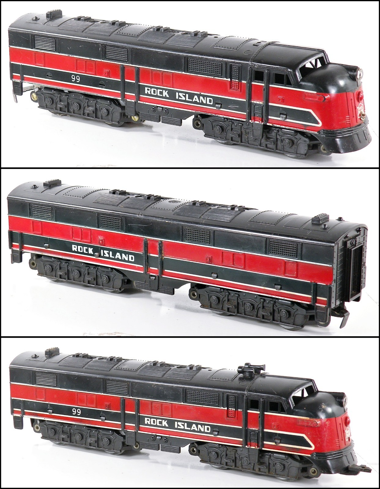 Marx 99 Rock Island E7 A-B-A Diesels & 8-Freight Cars 1950s