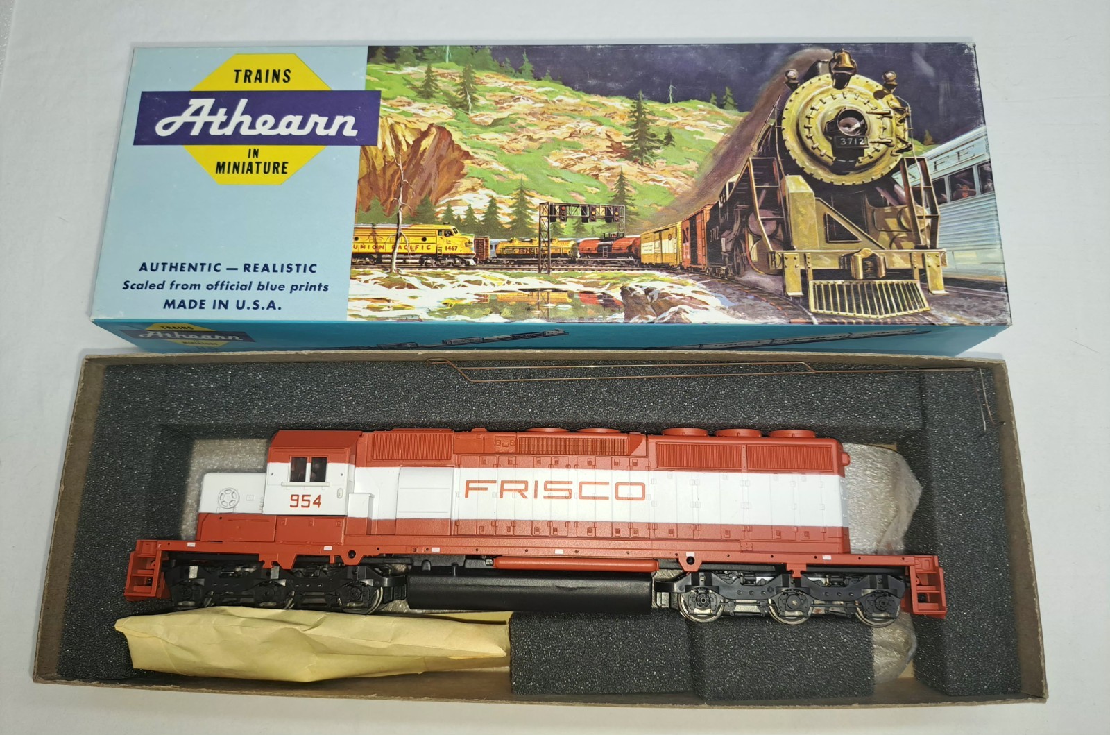 NOS Athearn SD40 Locomotive Engine , Red/White Frisco #4480 HO Scale NIB