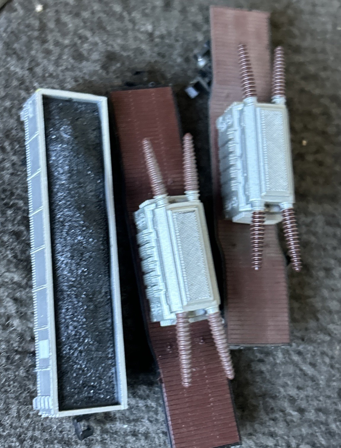 Lot Of 11 Mini Trix N Gauge : Various Manuf. Freight cars, and Track. Used