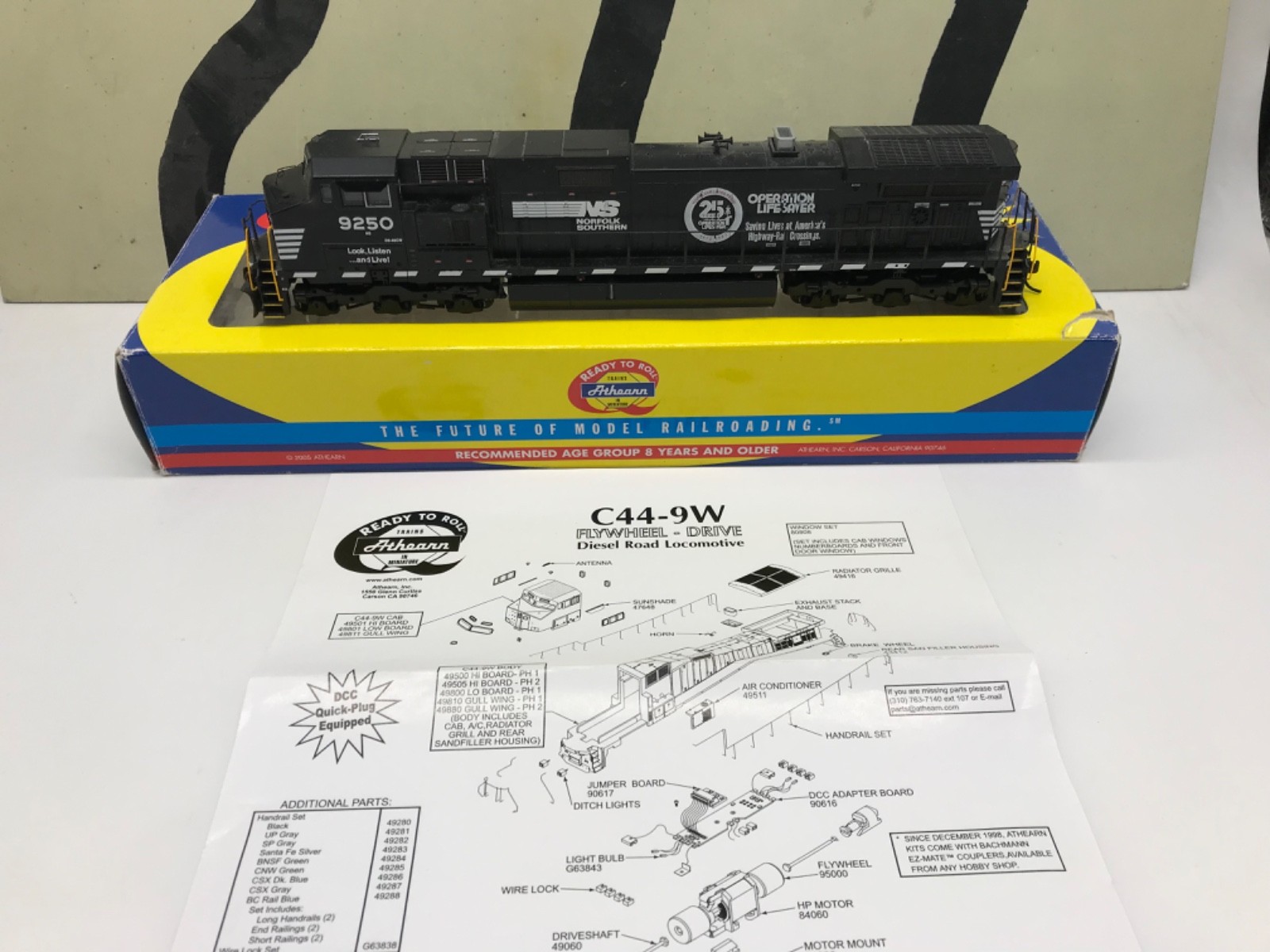 Athearn Ho Scale Norfolk Southern C44-9w Powered Diesel Locomotive O/L #9250 RTR