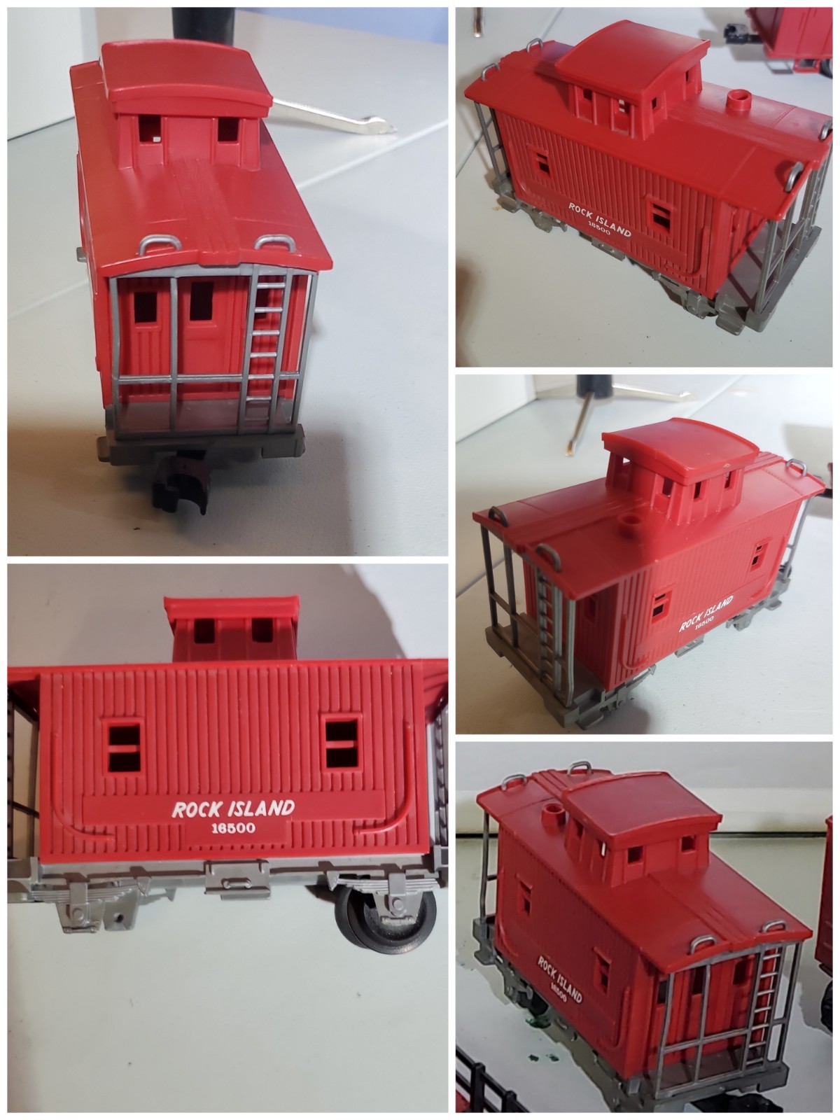 Rock Island O Gauge Freight Set – 8700 Engine Runs, Caboose, Flatcar, Boxcar