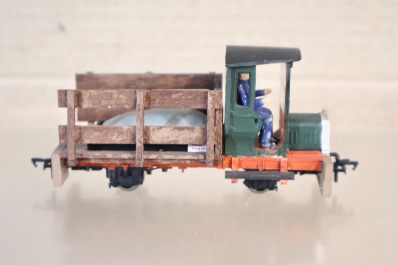 KIT SCRATCH BUILT O-16.5 BACHMANN RAILCAR LOCOMOTIVE with STAKE BED TRAY ol