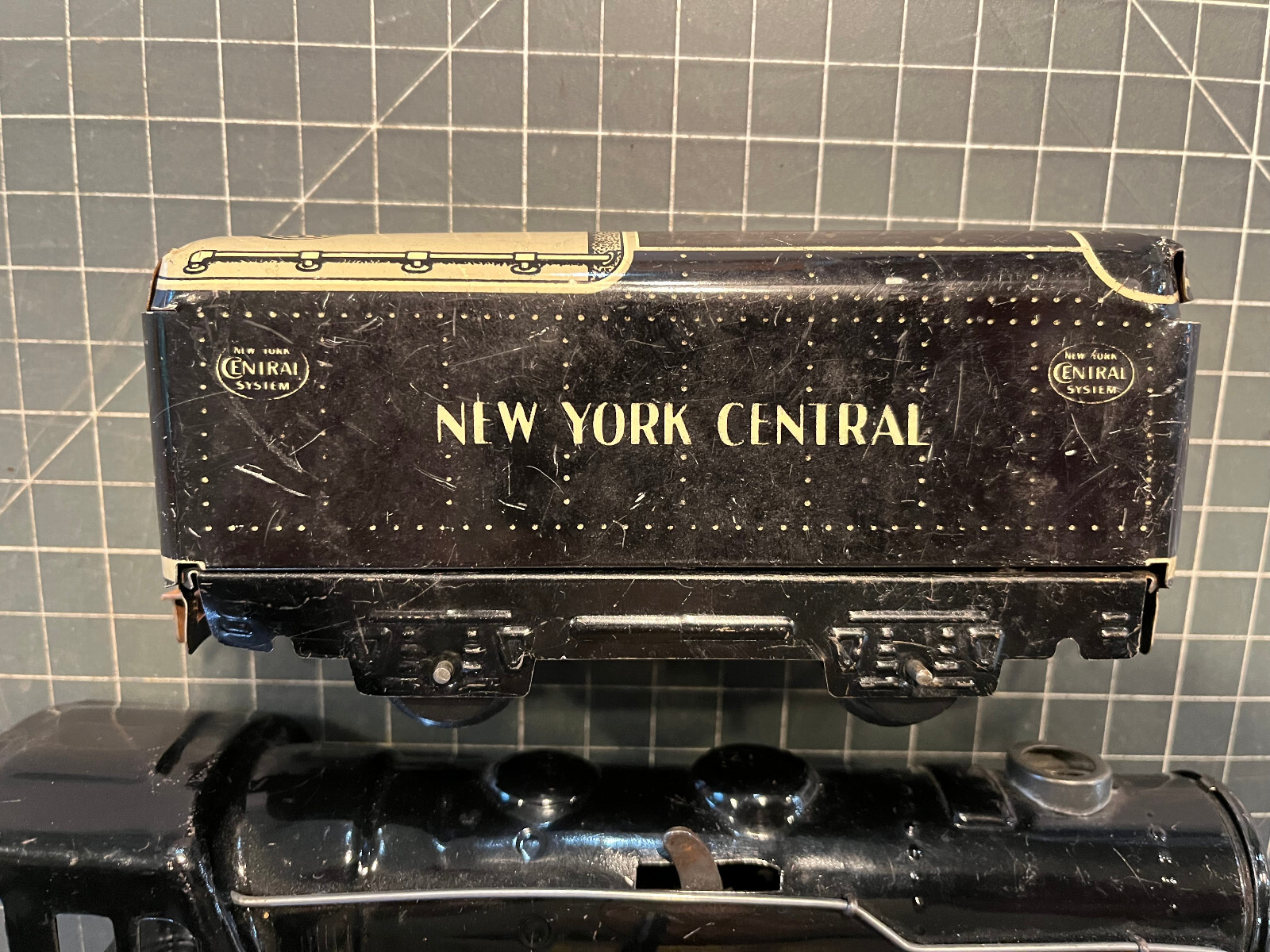 Marx Train 591 VERY NICE Black Locomotive Windup w/Bell & NYC Tender RUNS Lot J