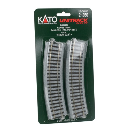 Kato USA Inc. HO 430mm 16 7/8″ Radius Curve 22.5 Degree 4 KAT2260 HO Track