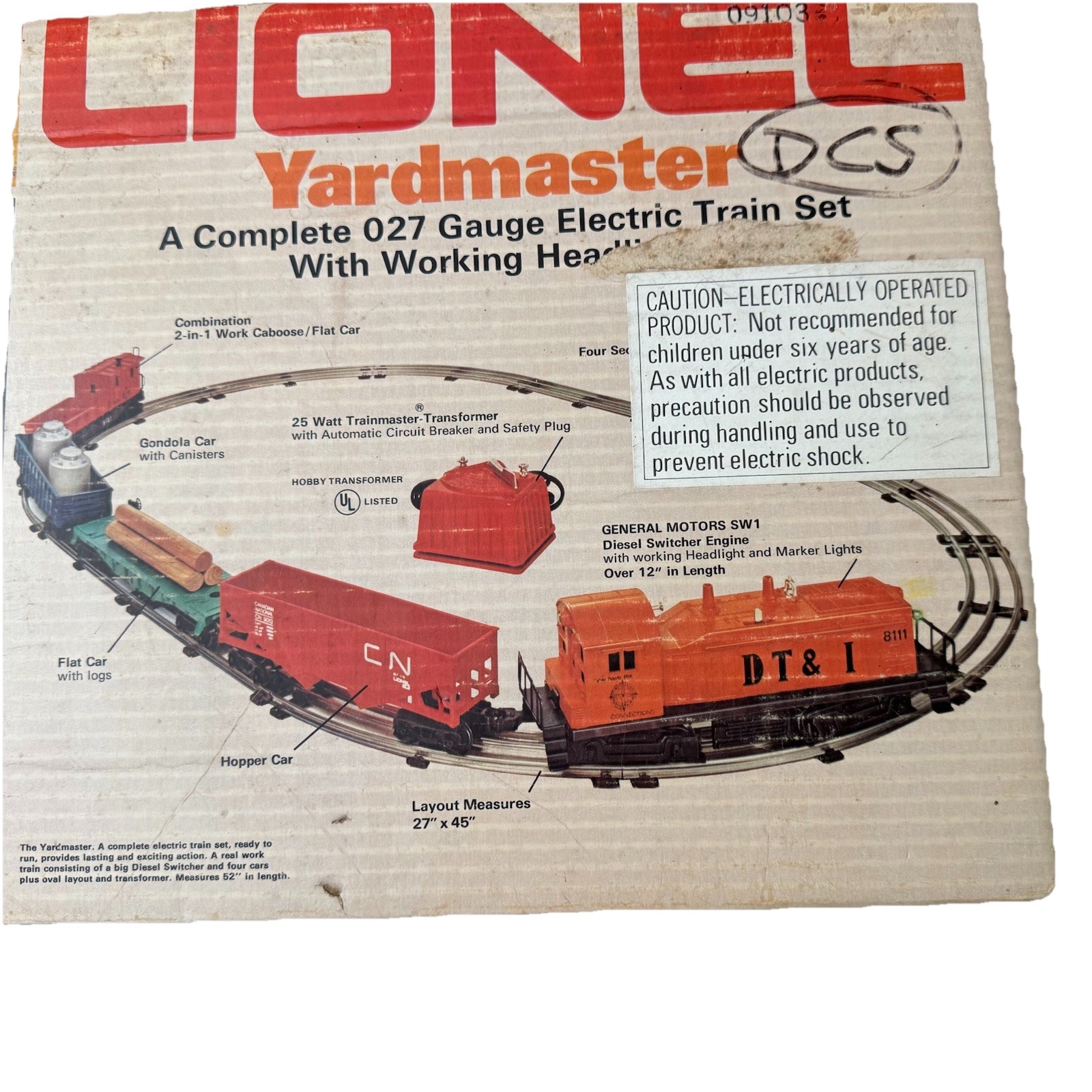 Lionel Yardmaster O27 Electric Train Set DT&I 8111 Complete w Box Transformer