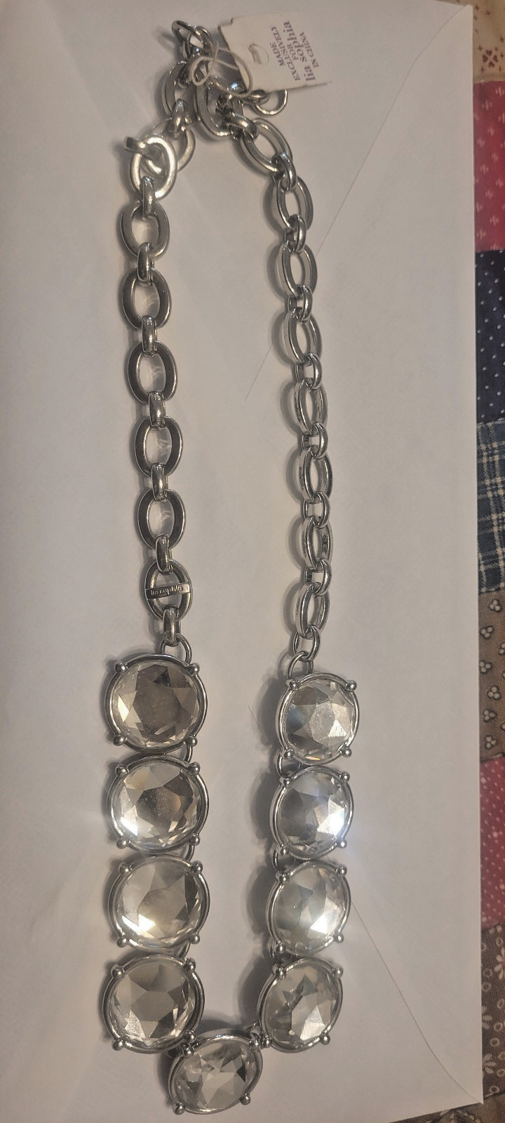 New with tags Lia Sophia large clear crystal strand necklace 18″ length