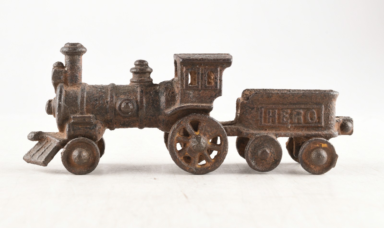 *Vintage Cast Iron Steam Engine Locomotive Train Attached Coal Car Tender