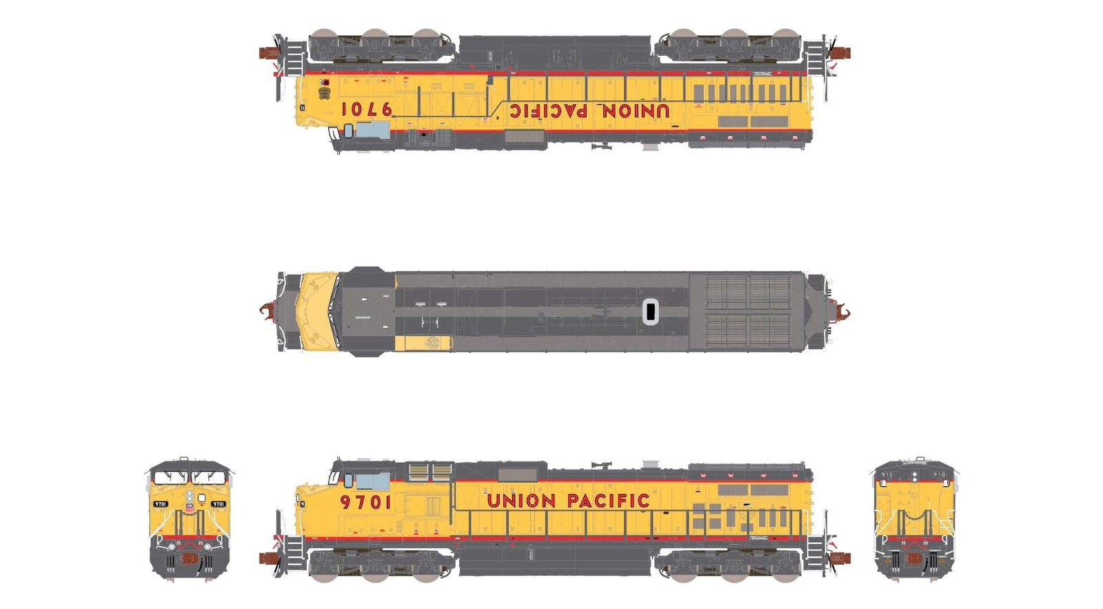ScaleTrains Rivet 38721 N Scale GE DASH 9 Diesel Union Pacific “Employee” UP 970