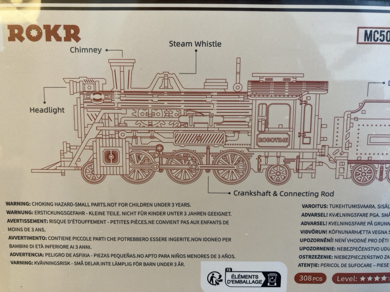 ROKR Train 1860s PRIME STEAM EXPRESS 3D Wooden Model Locomotive 1:80 Scale