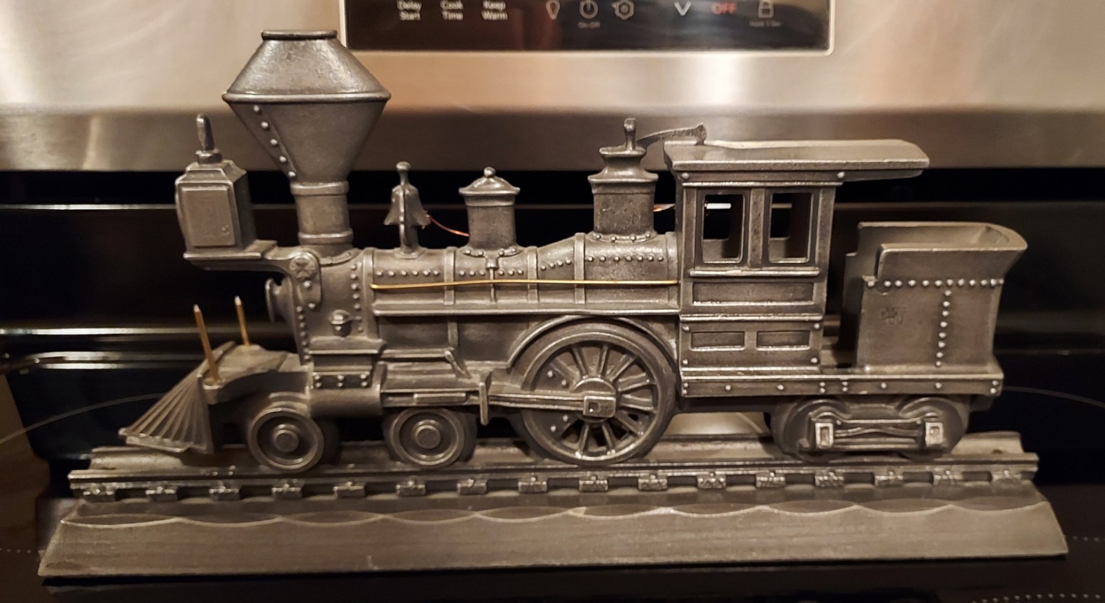 Vtg. Cast Metal Train Locomotive Railroad Mailbox Topper