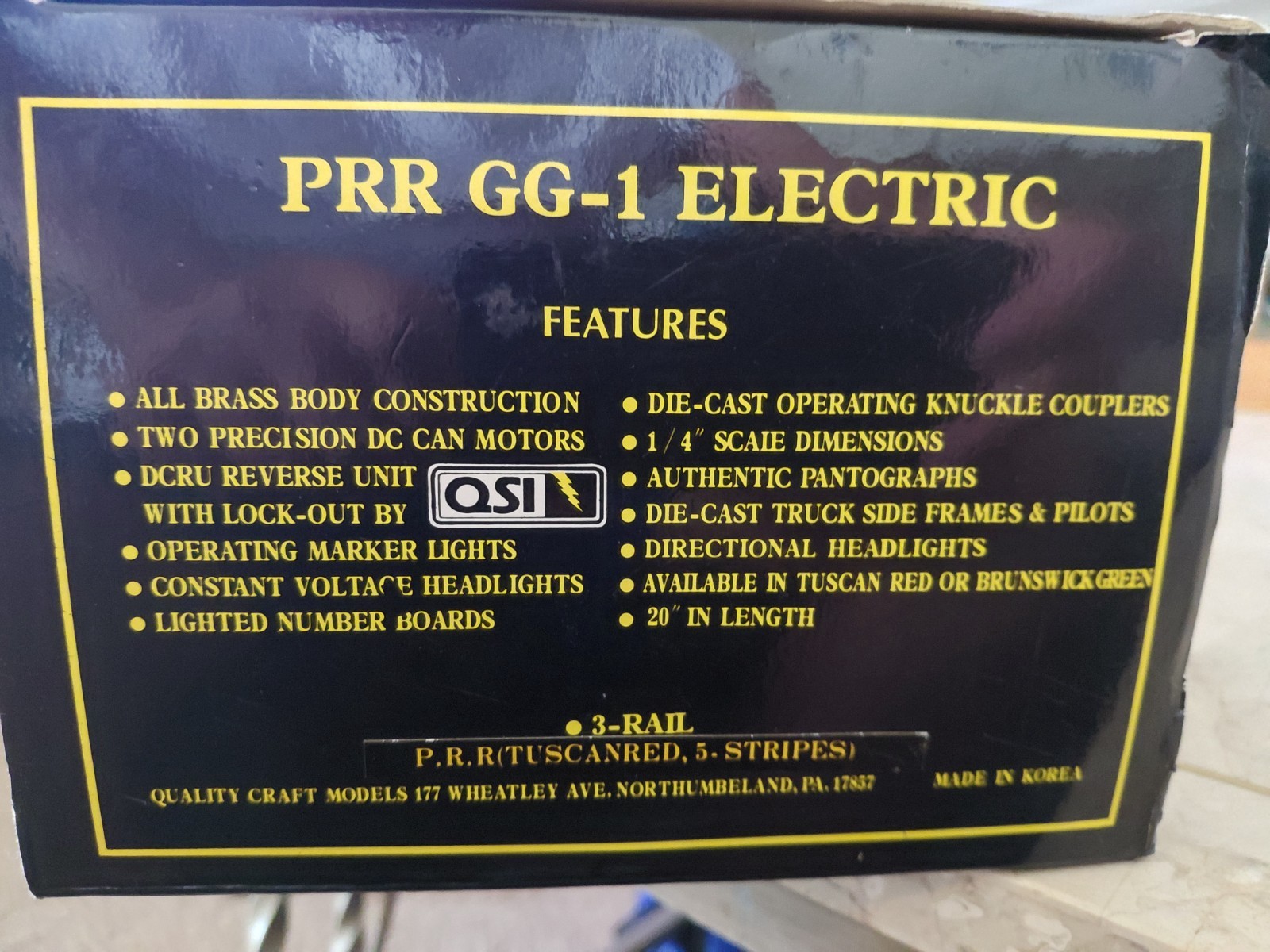 Weaver 3 Rail PRR Pennsylvania Tuscan Red O Scale Brass GG-1 Electric Locomotive
