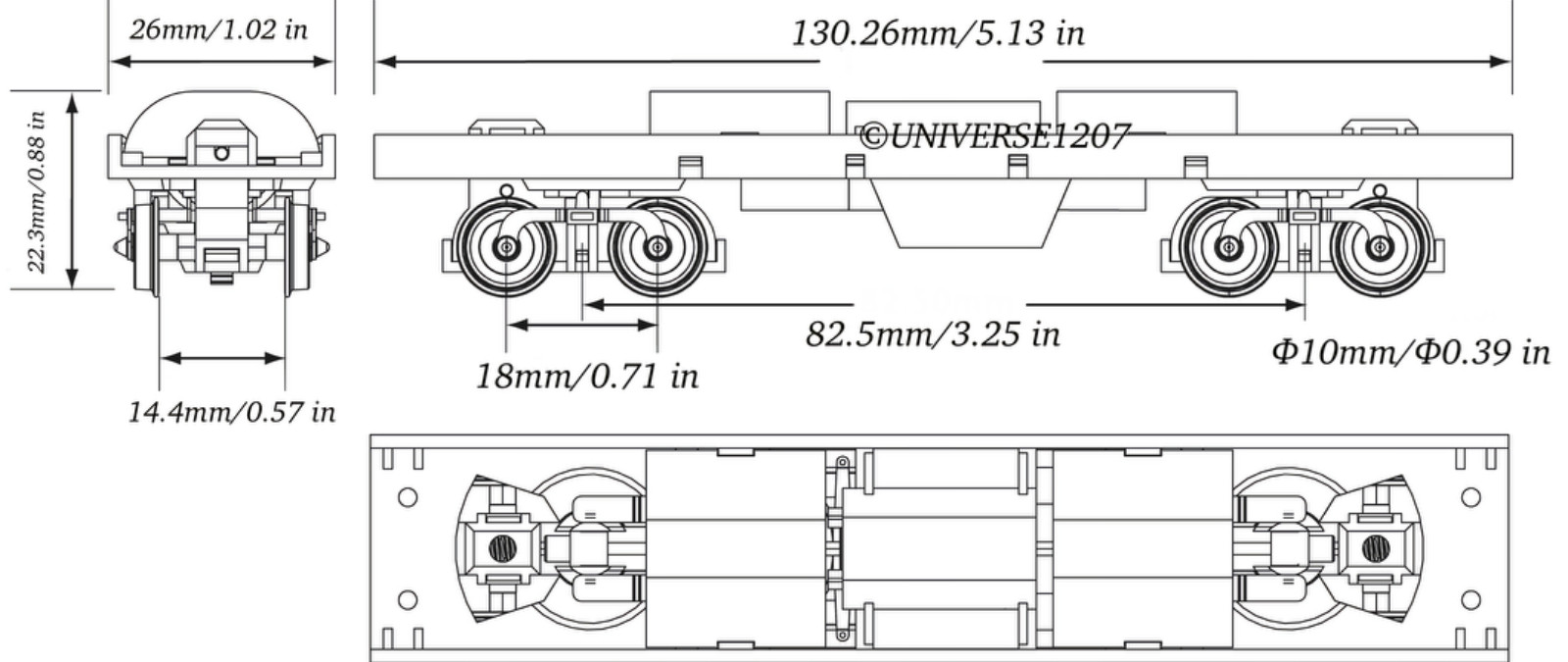 HO Scale Tramway Small Trains Power Drive Chassis NIB H0 Streetcar/Tram/Trolley