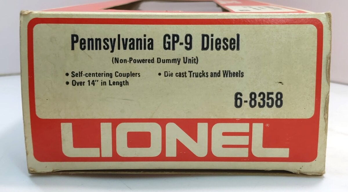 Lionel 6-8358 O Gauge Pennsylvania GP-9 Non-Powered Diesel Locomotive NIB