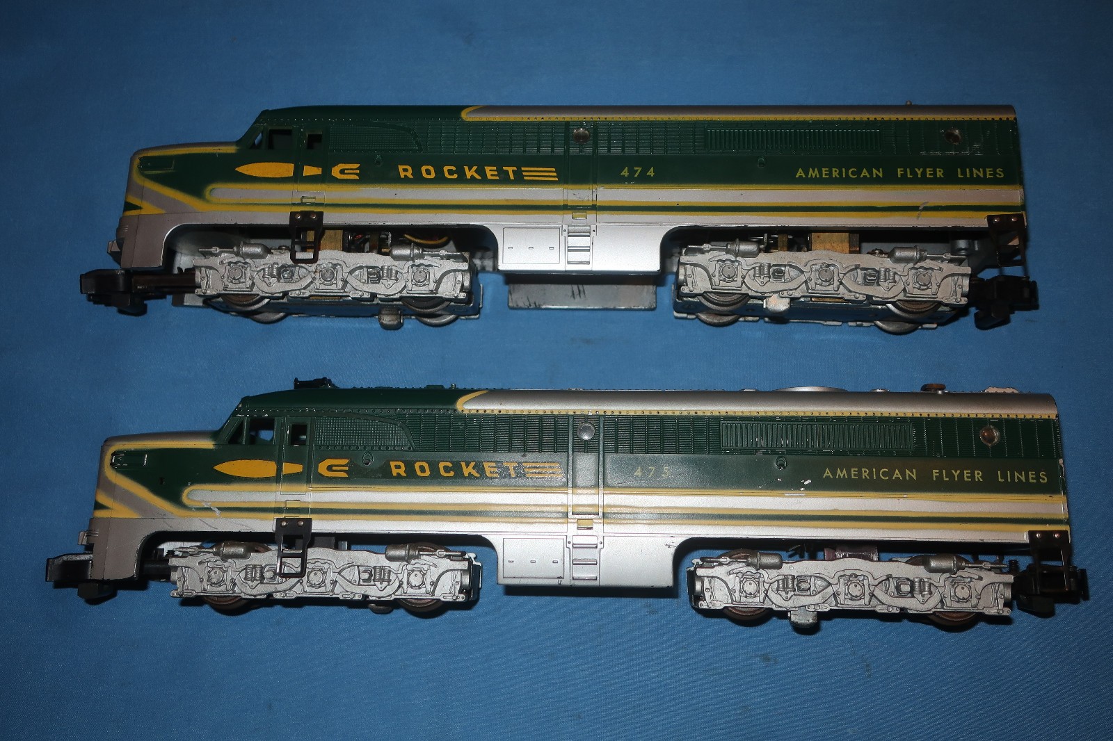 American Flyer #474/475 Rocket PA Alco Diesel Locomotives. Runs well