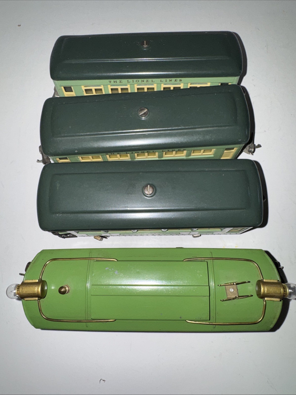 LIONEL PREWAR O-GAUGE SET #296 ELECTRIC ENGINE #253 & 2-607/608 PASSENGER CARS