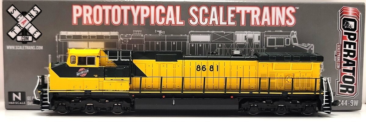 Scale Trains SXT10734 N Chicago & Northwestern GE C44-9W Diesel Locomotive #8681