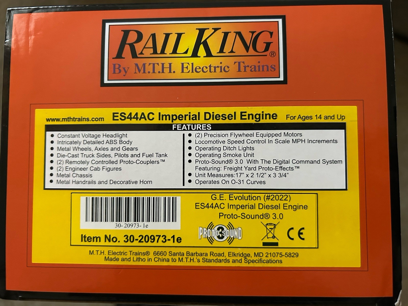 mth o scale GE evolution Series ES 44AC Locomotive + Matching Caboose