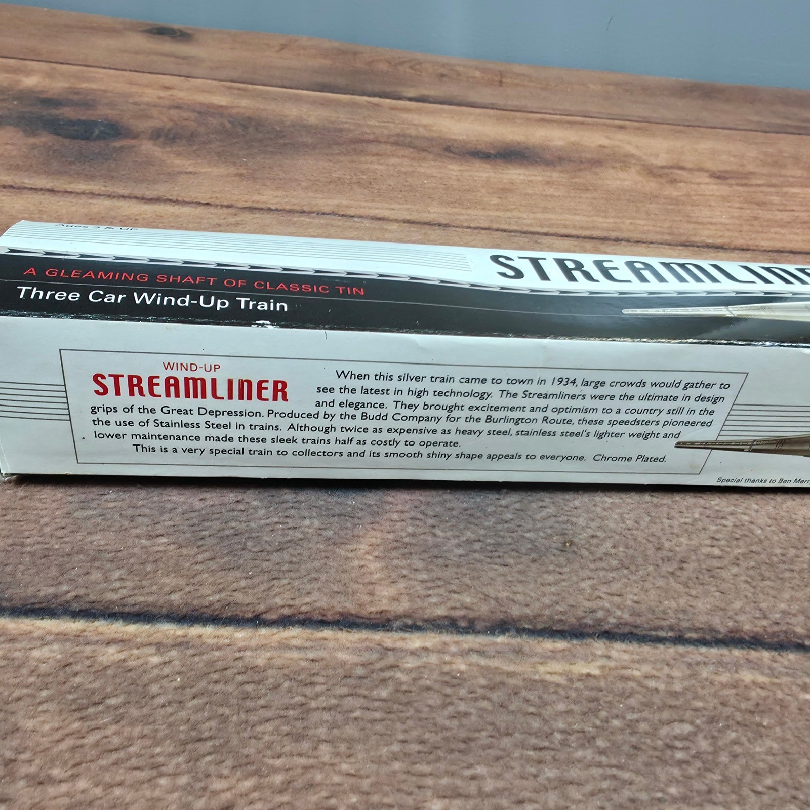 Streamliner Three Car Wind-Up Train Kids OS Silver Good Tin Metal Art Deco