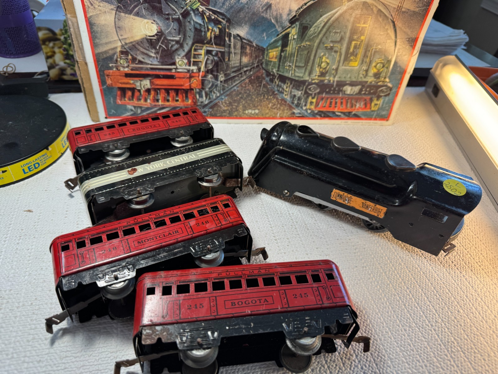 🚂 O SCALE- MARX – VINTAGE 0-4-0 LOCO, TENDER, PASSENGER CARS -TIN 💥L2502
