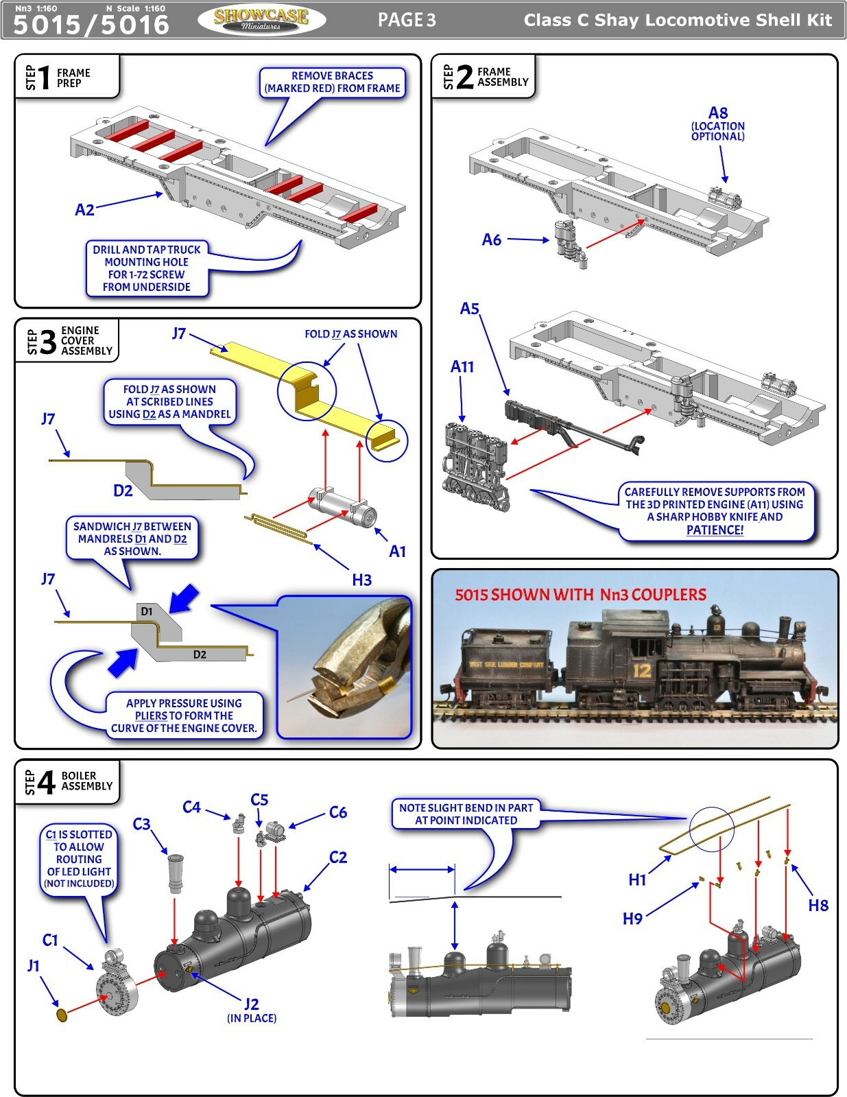 N Scale Class C Shay Locomotive Shell Kit by Showcase Miniatures (5016)