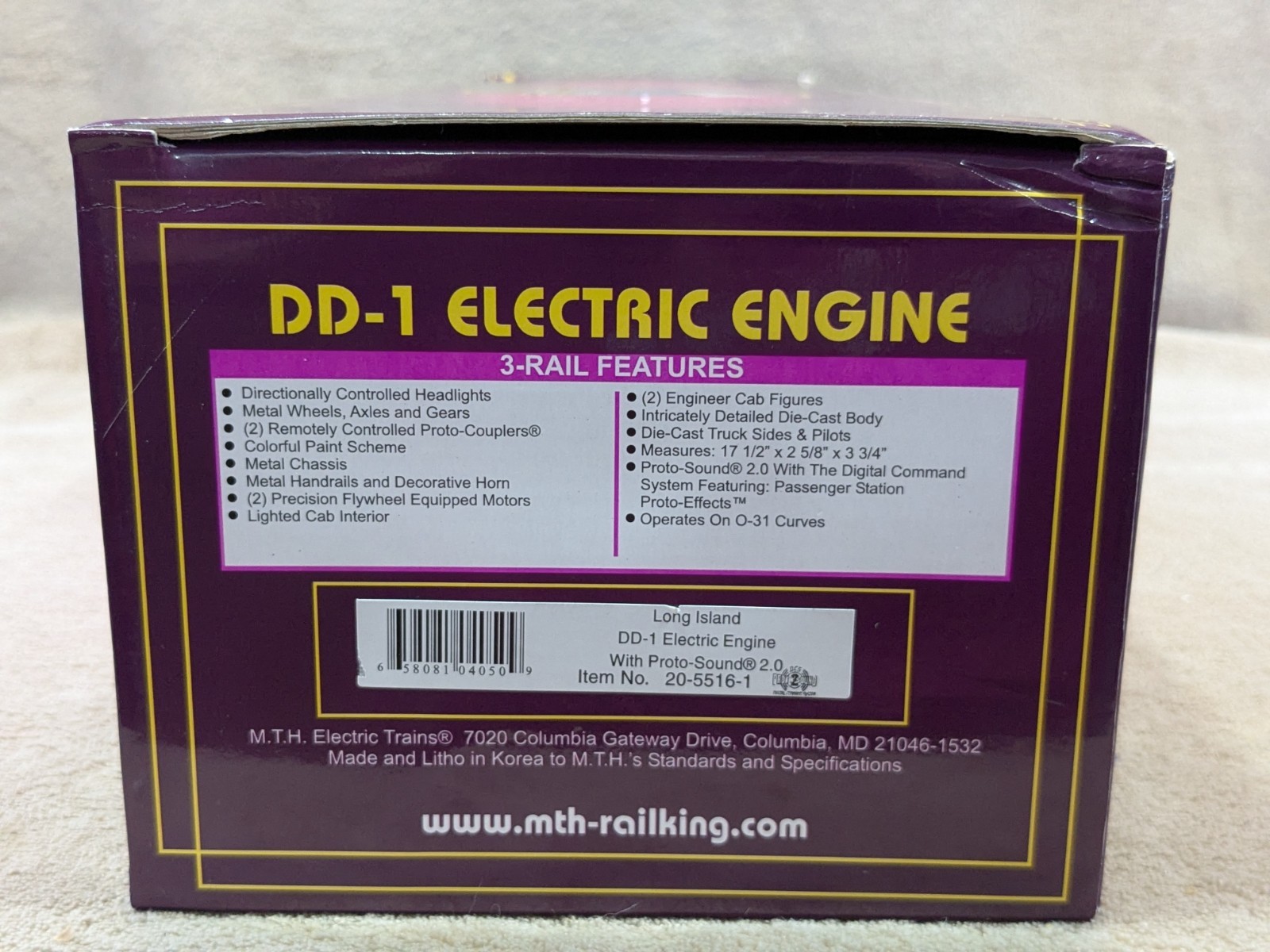 MTH 20-5516-1 O Long Island DD-1 Electric Locomotive Proto Sound 2.0