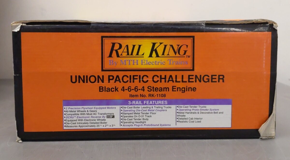 MTH 30-1108-0 O Gauge UP 4-6-6-4 Black Challenger Steam Loco & Tender #3985 LN