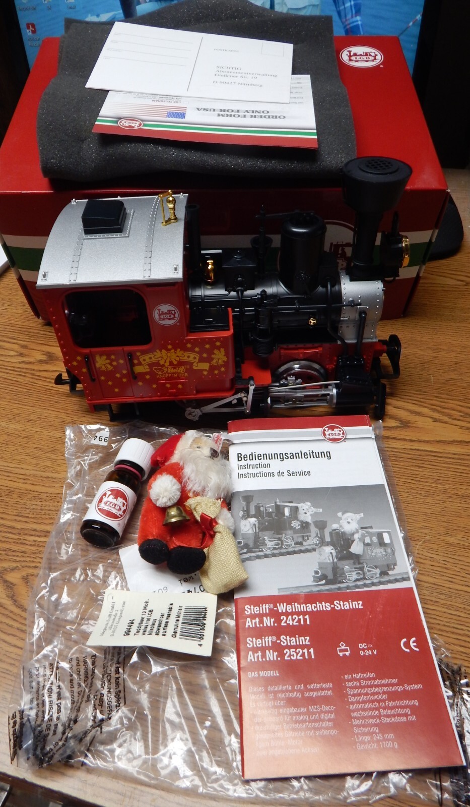LGB 24211 STEIFF CHRISTMAS STAINZ 0-4-0 LOCOMOTIVE W/MTS DECODER G GAUGE LQQK
