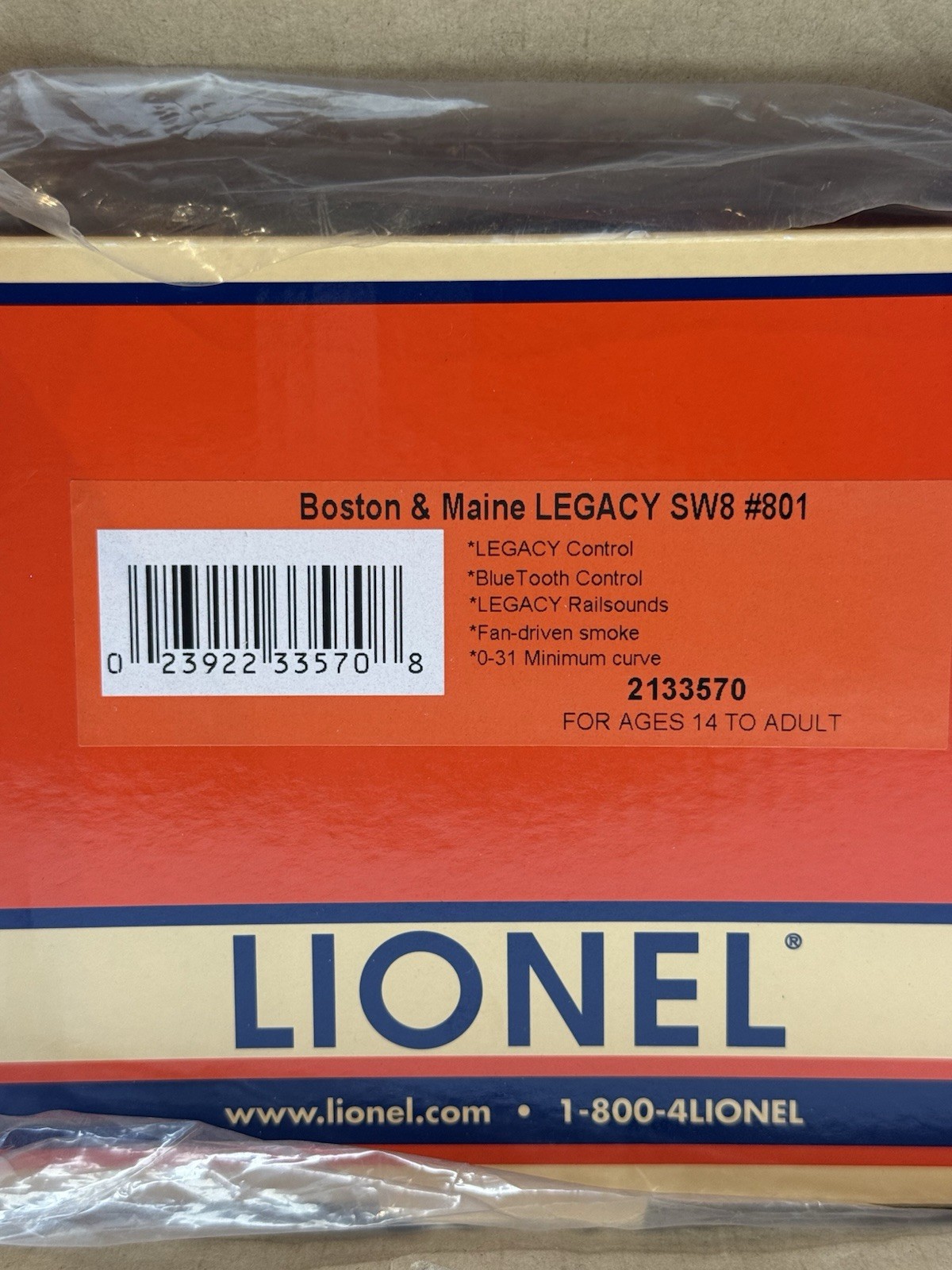 Lionel 2133570 Boston & Maine B&M Legacy SW8 Diesel Switcher #801 -Read-