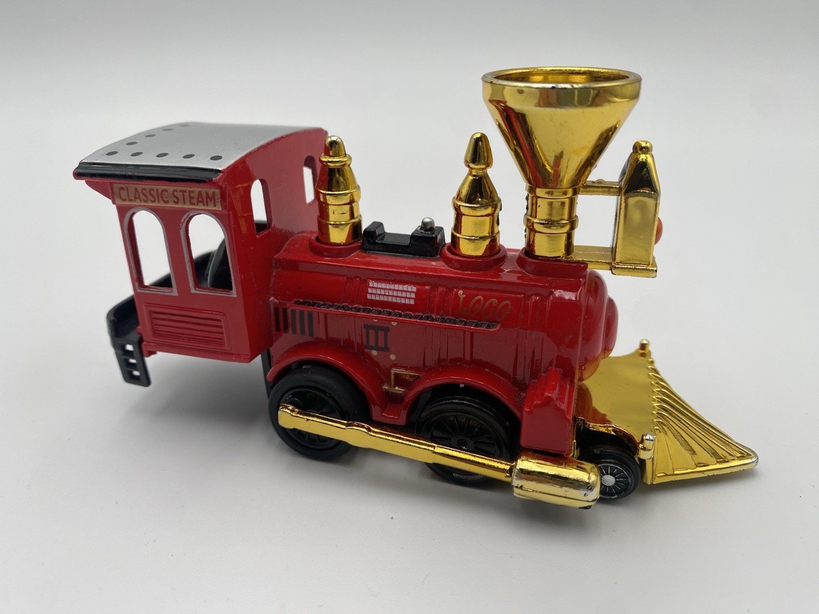 Classic Steam Steam Locomotive Toy Train – Red Gold Black Silver
