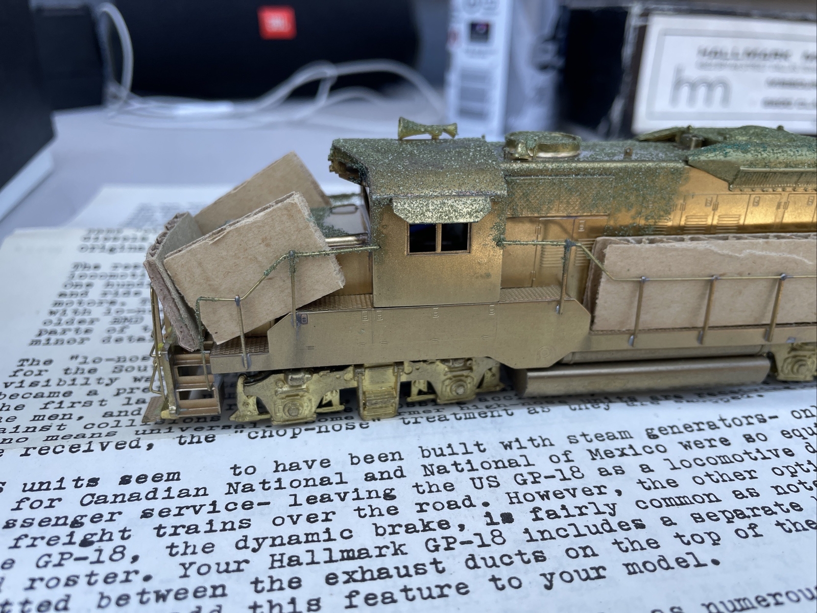 Hallmark Models BRASS EMD GP-18 Low Hood Diesel Locomotive, W/foam Stains