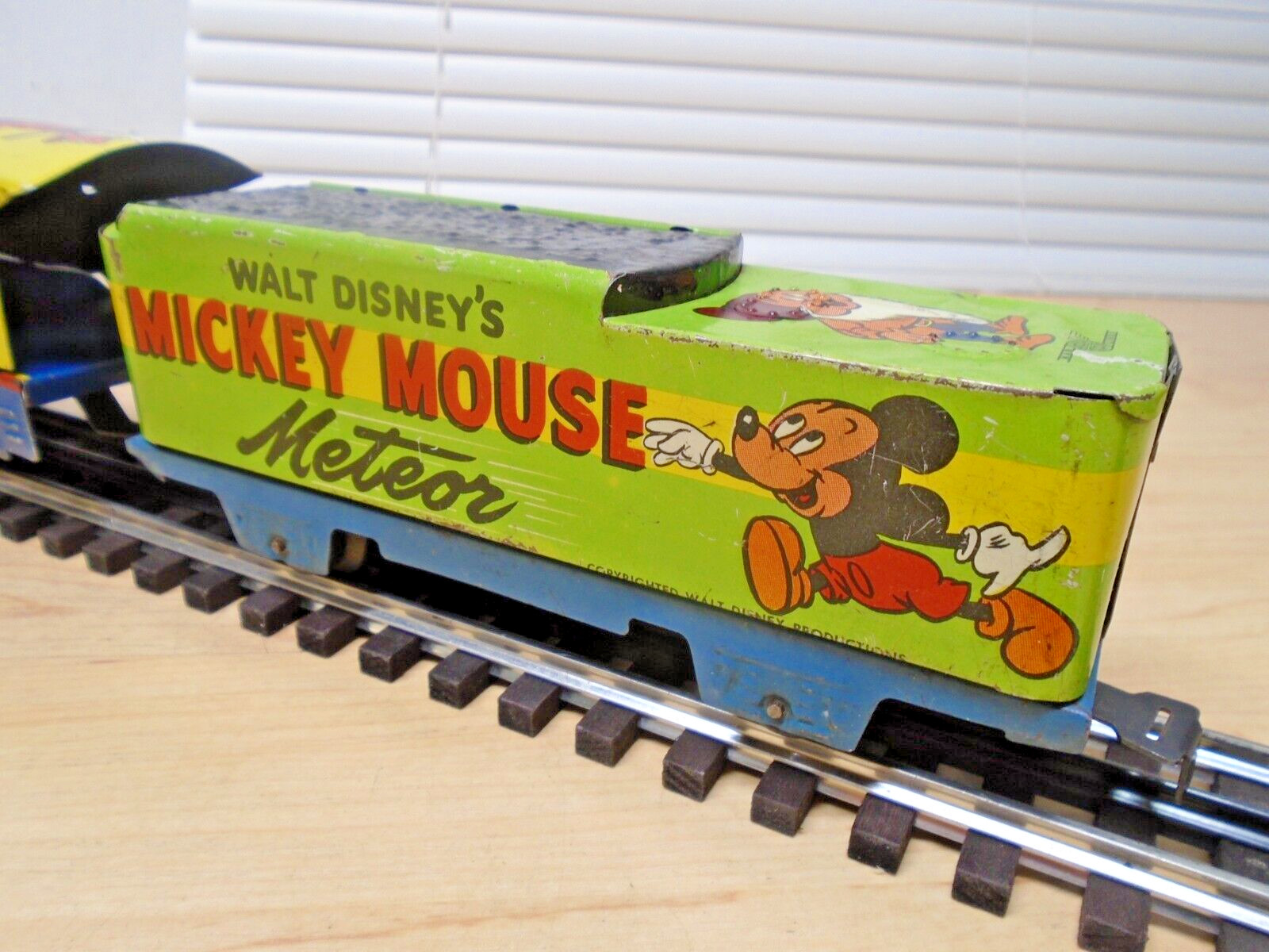 c50s Marx Disney Mickey Mouse O Ga Windup Loco 0-4-0 & Meteor Tender w/Key Runs