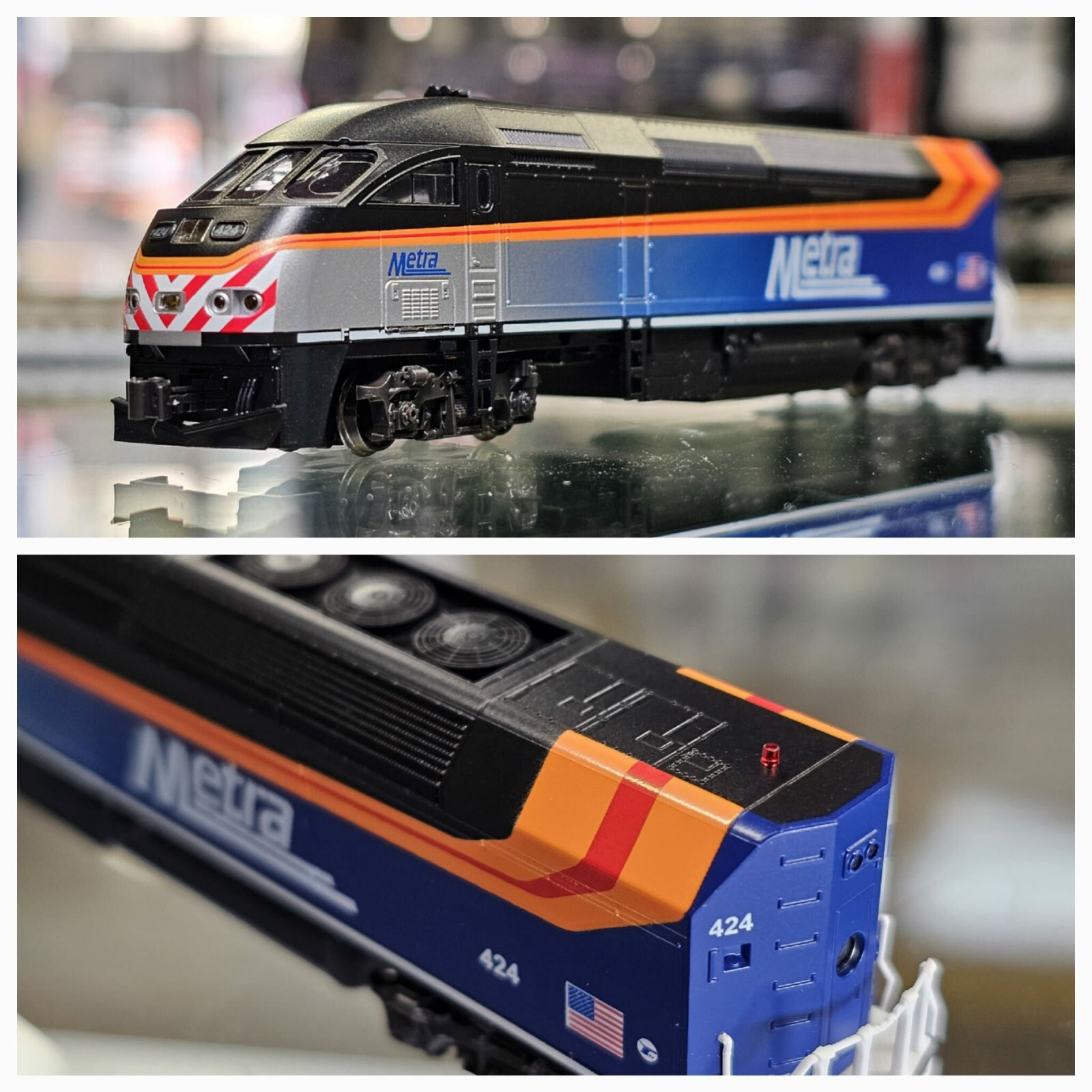 Kato N Motive Power Industries MP36PH Chicago Metra METX #424 DC 176-6124DCC