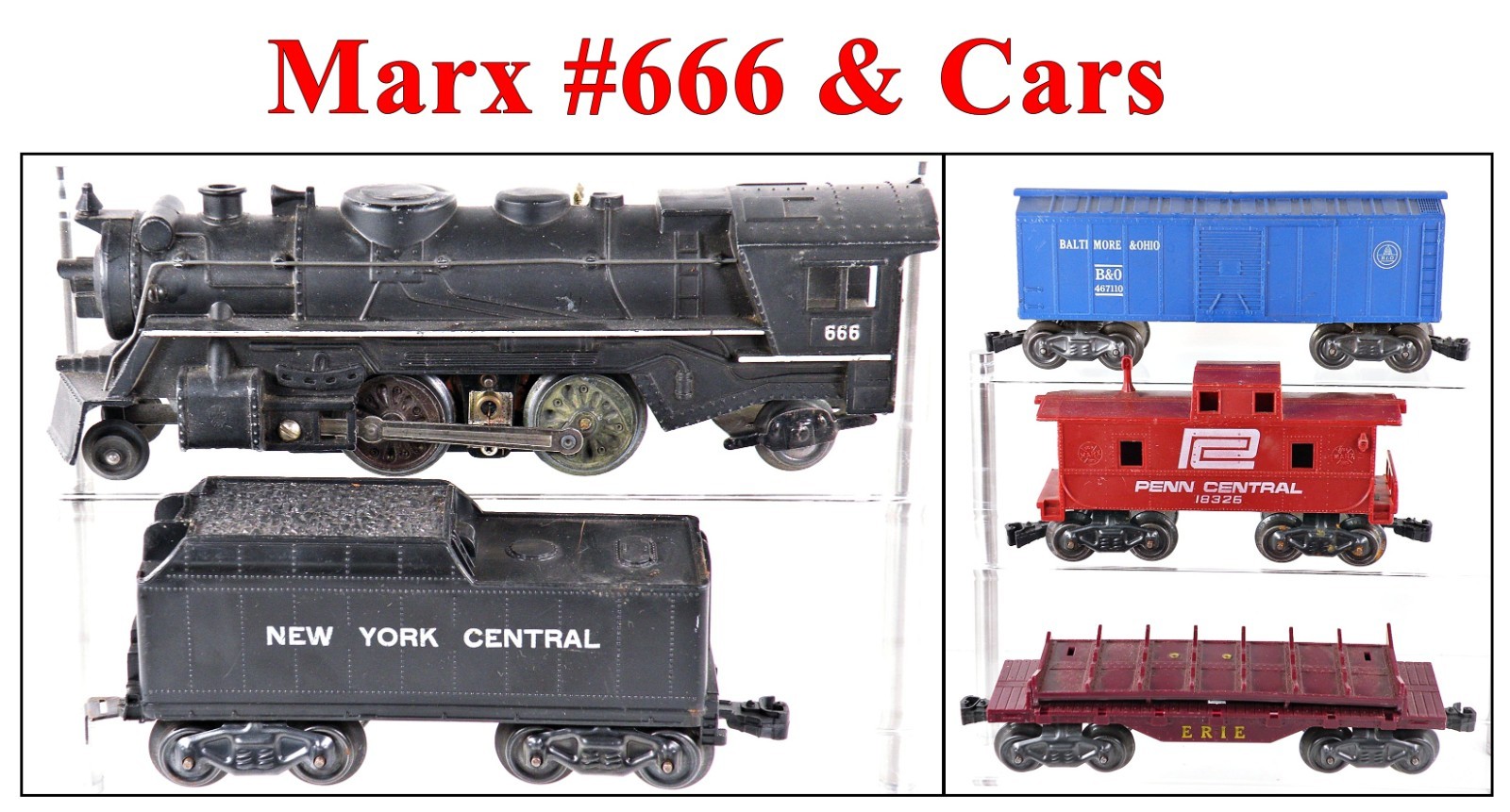 Marx 666 Loco w/Smoke & Assorted Cars /6/