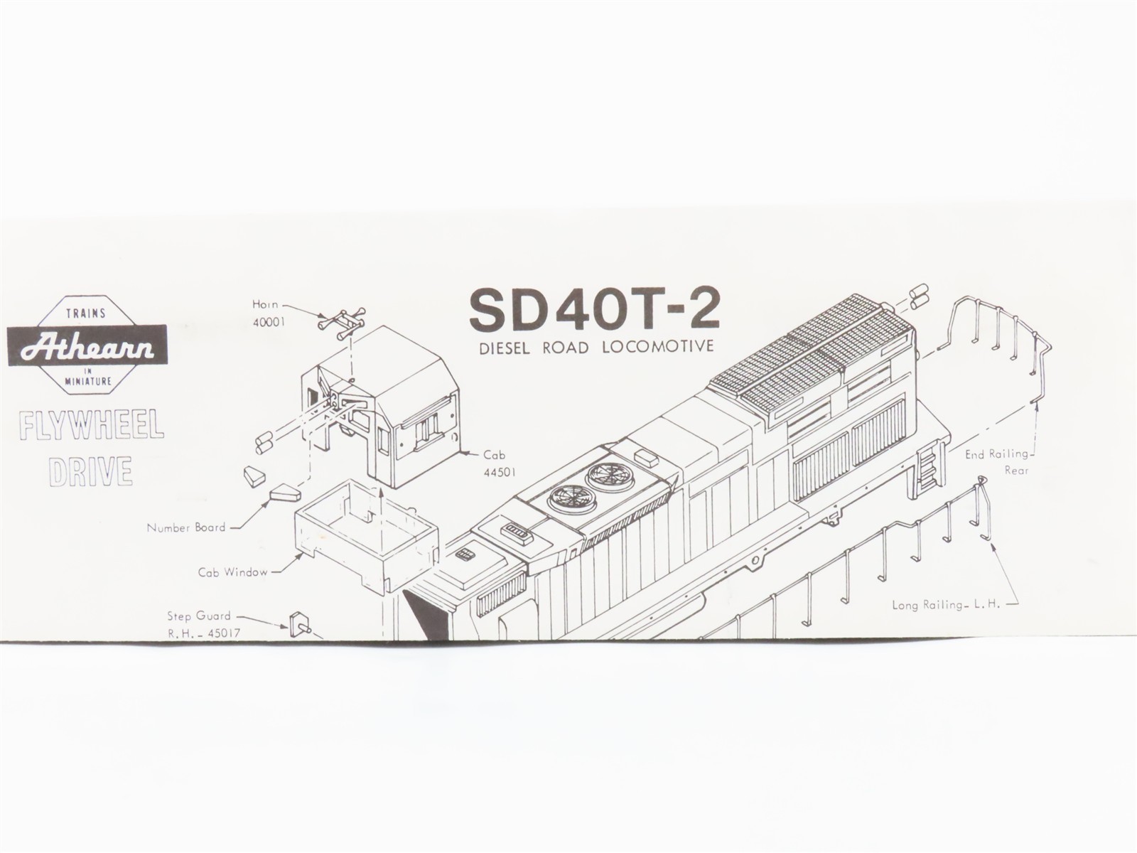 HO Scale Athearn 4500 Undecorated SD40T-2 Diesel Locomotive