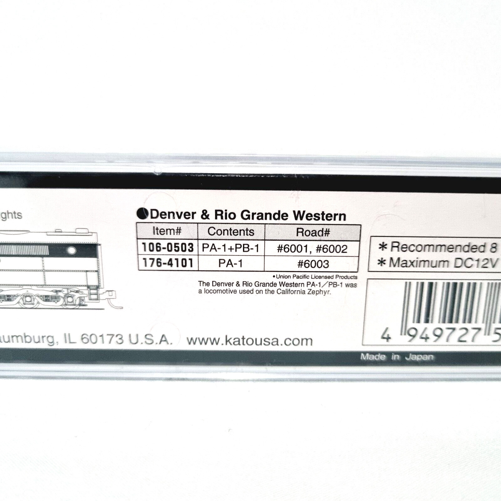 Rio Grande Western Alco KATO 176-4101 PA-1 6003 N Scale Gauge DC12V Precision