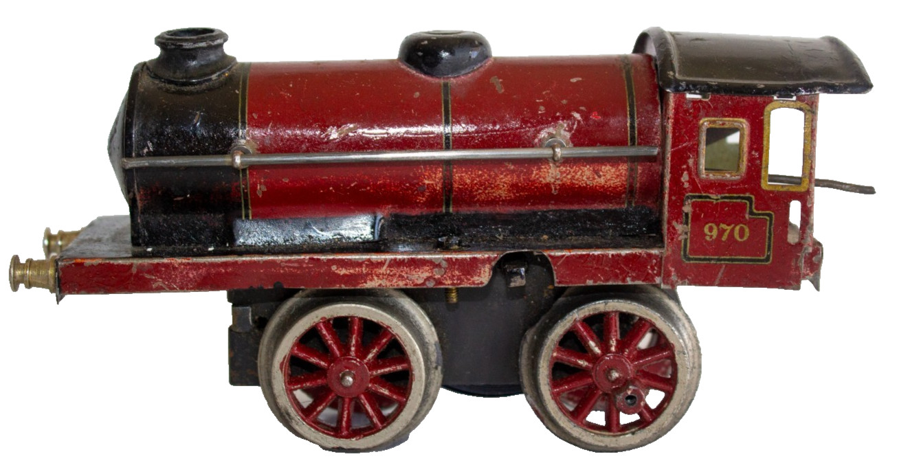Early Märklin #970 Red 0-gauge clockwork Locomotive (4 parts or resto)