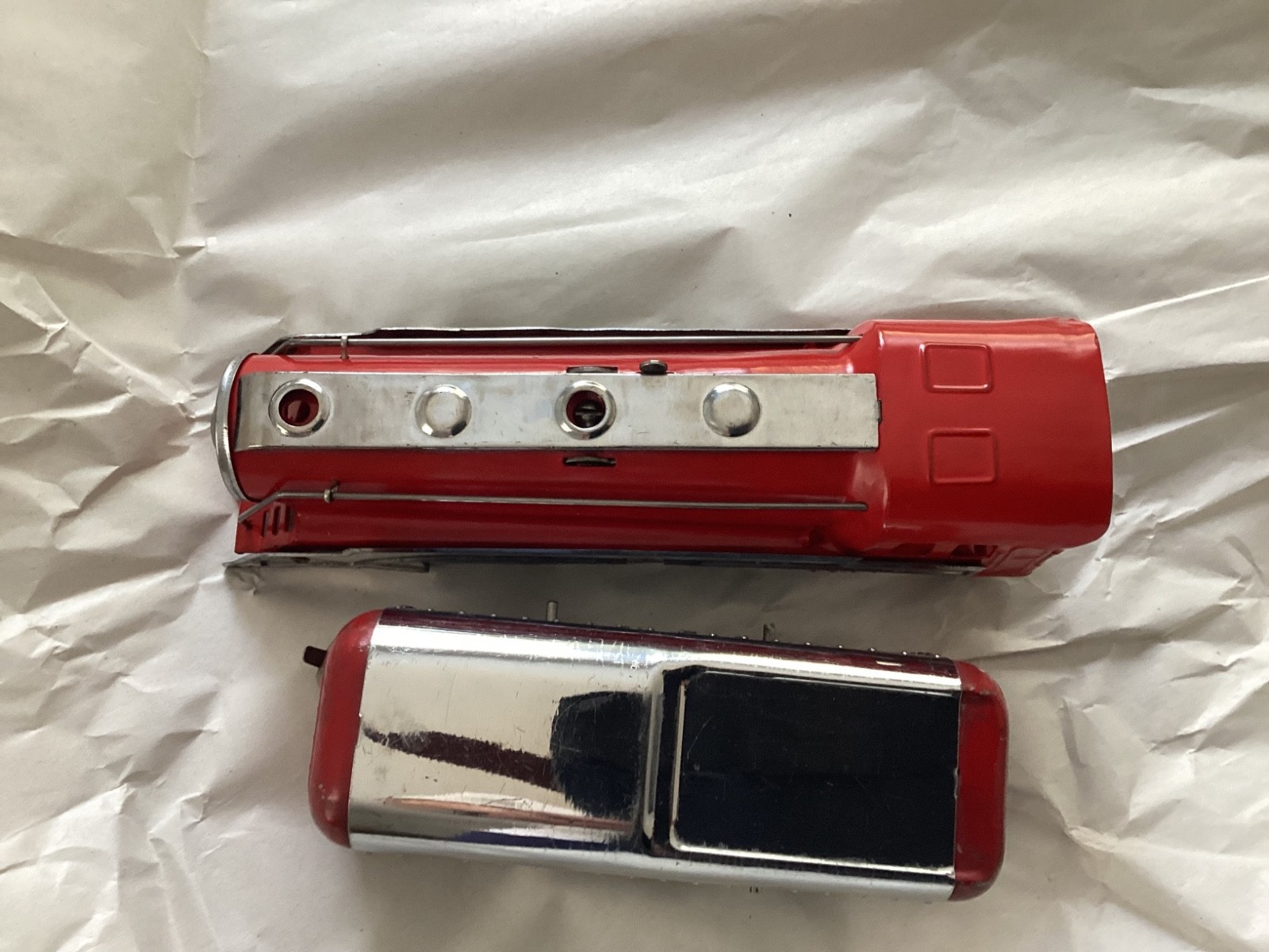 Postwar Red & Chrome Hafner Steam Engine & Tender from 1940s -1950s