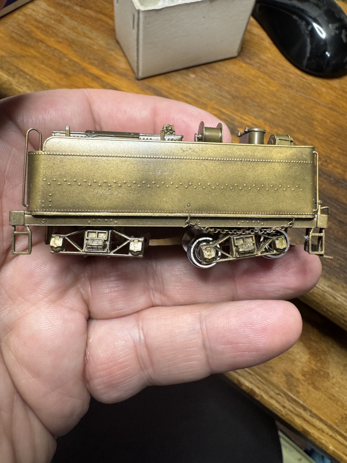 brass HO Long Bell Logging 2-6-2 tender in box United Hobbies