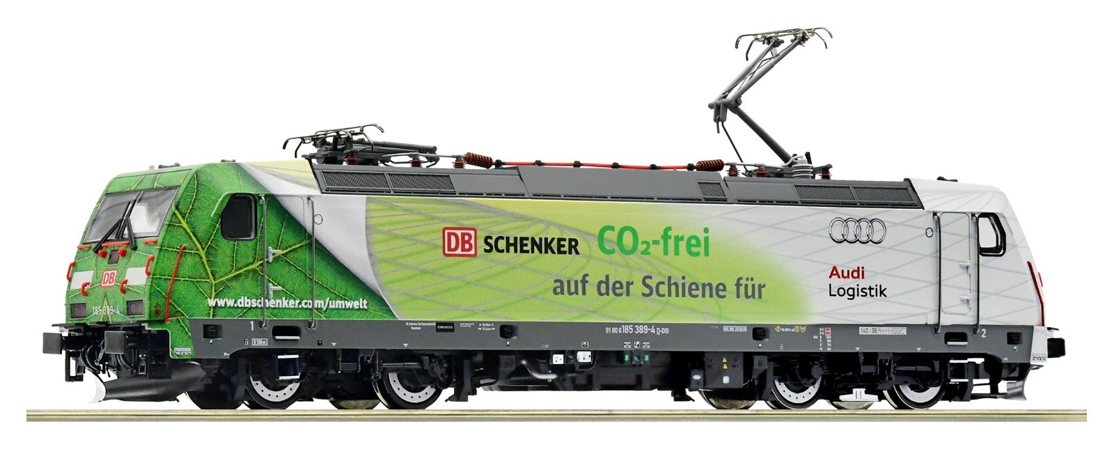 Roco 7500015 185 389-4 DB Schenker Advertising “Audi-CO2 Free” White/Green