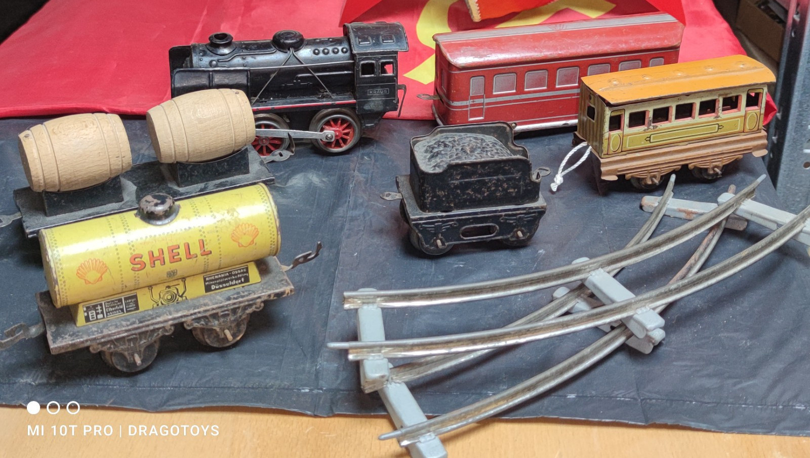 VINTAGE LOKOMOTIVE KRAUS FANDOR TOY MARKLIN BING + TENDER, VAGONS SHELL GERMANY