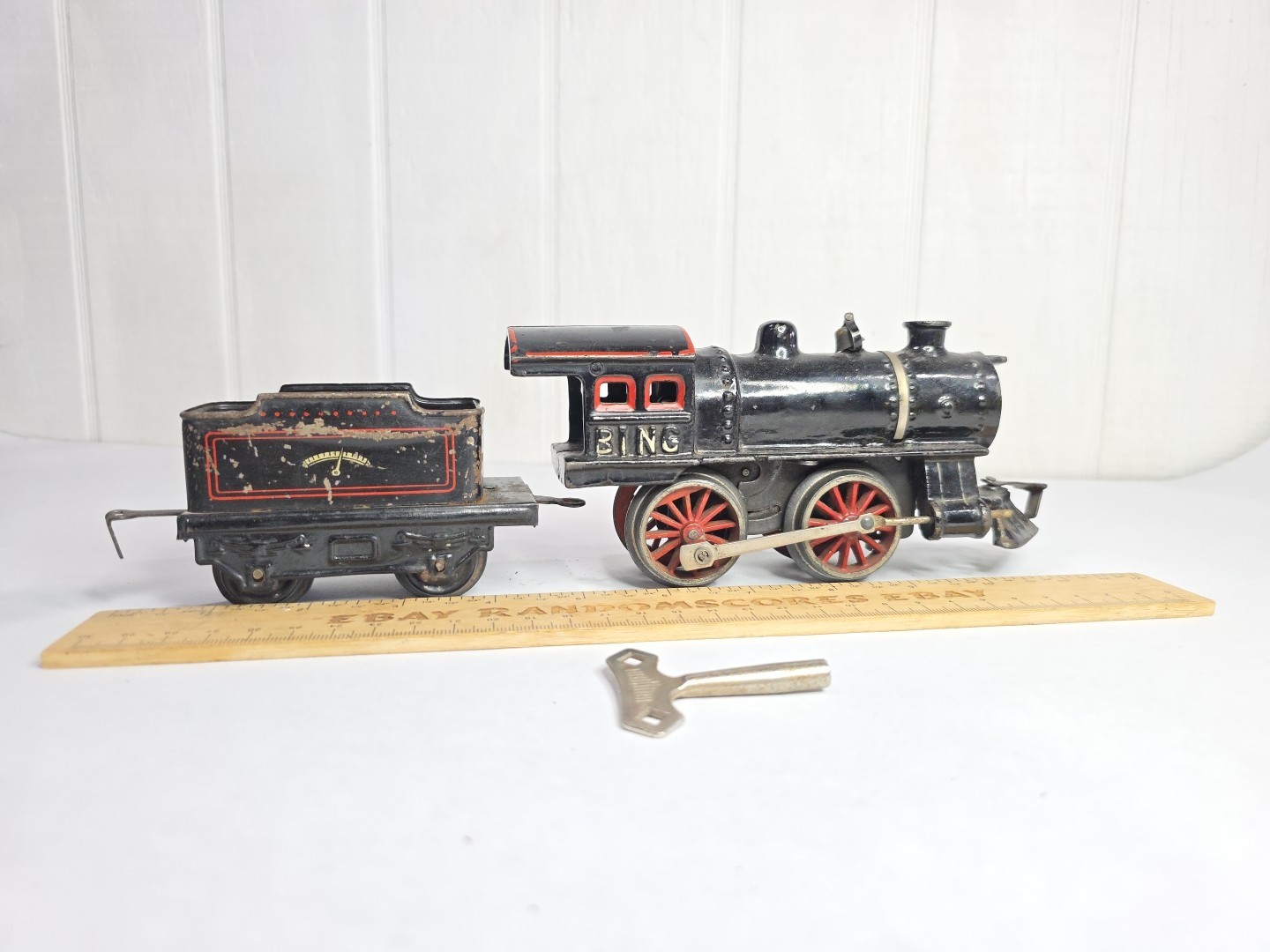 As Is Prewar Bing O Gauge Cast Iron Steam Loco Train Wind Up Tin Litho Tender