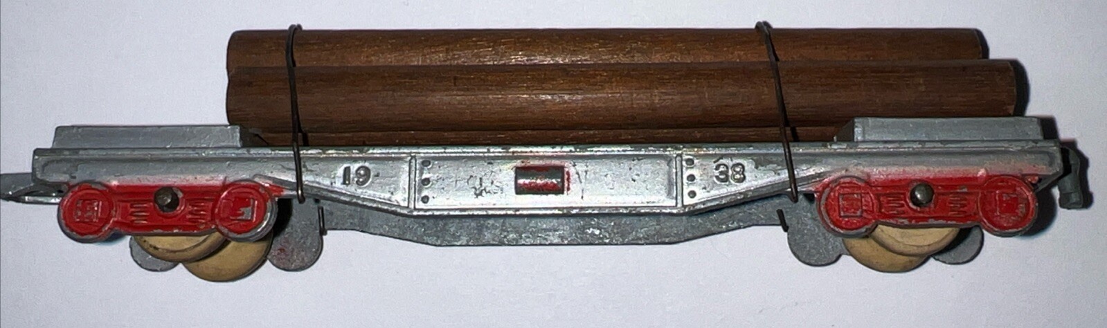 vintage 1939 Silver LOG Railroad Train Freight CAR 3 Logs TOOTSIETOY #1